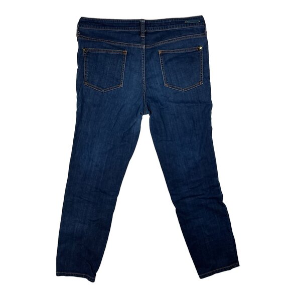 Anthropologie Pilcro Dark Wash Blue Jeans Sz 34 Stretch Denim Straight Mid-Rise - Picture 3 of 14